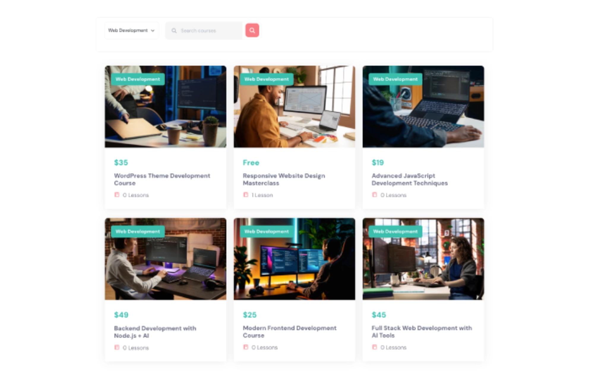 Courses page preview