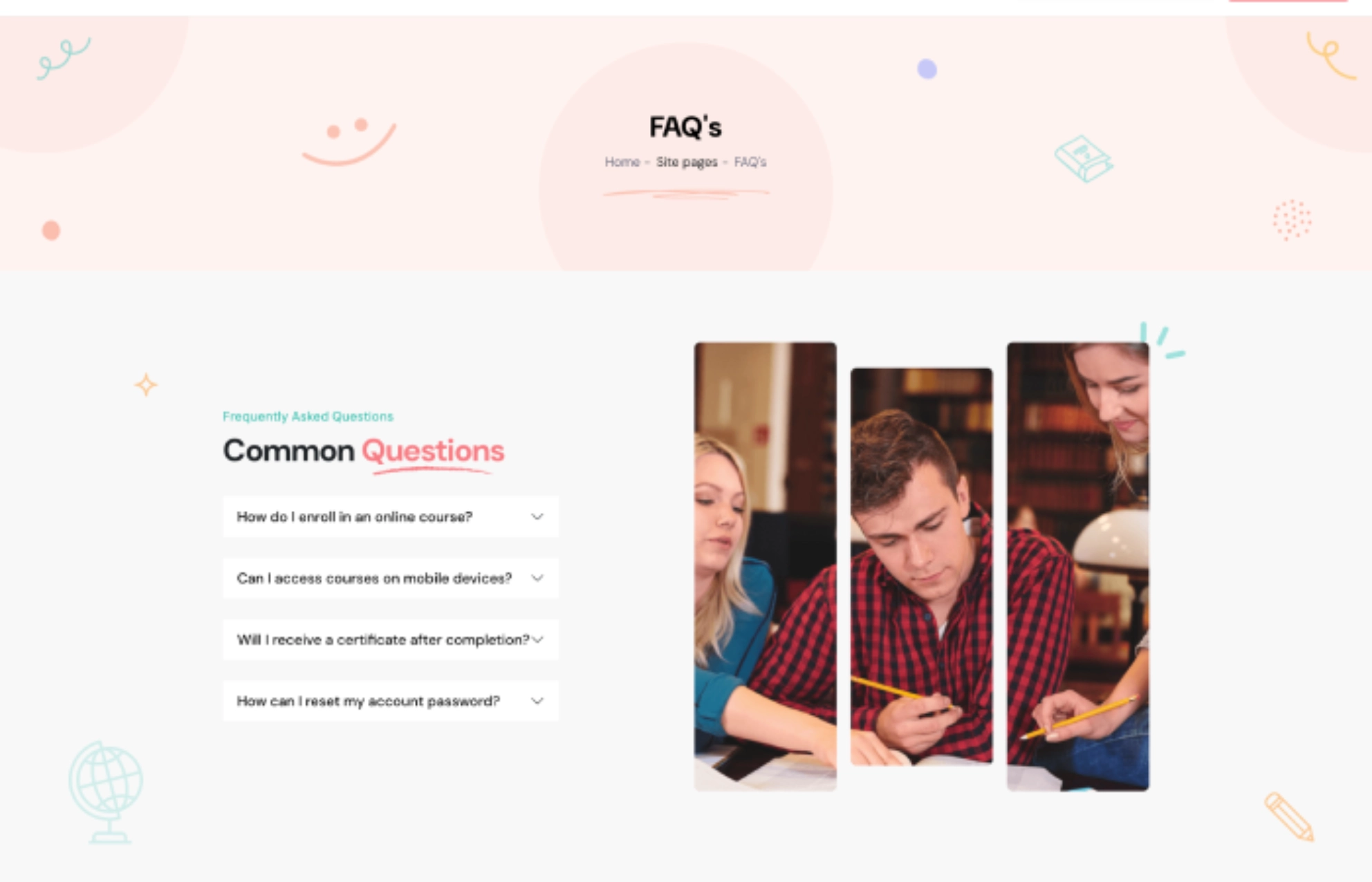 FAQ page preview